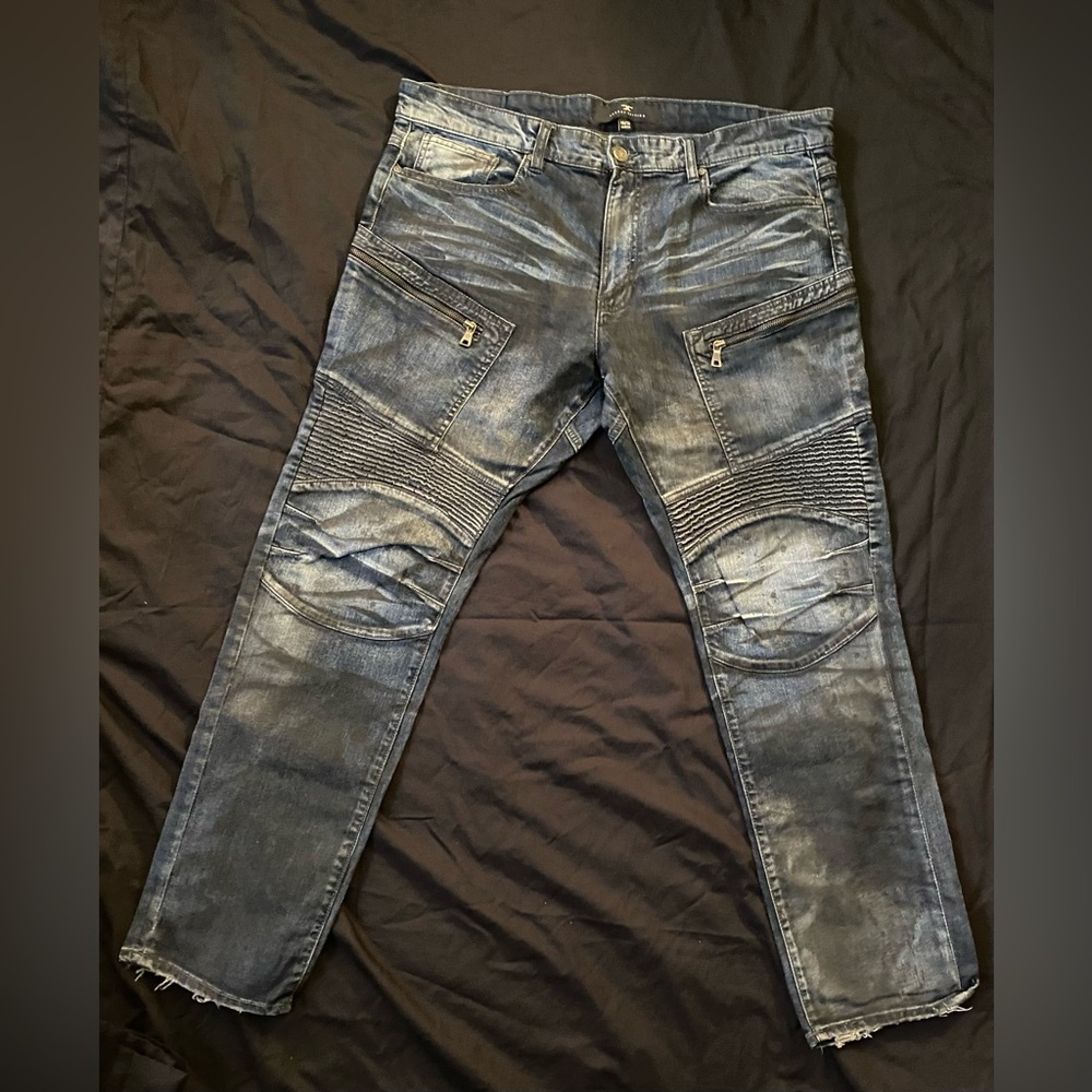 Jordan Craig Legacy Edition Jeans Mens 40x32 Blue/Black Aaron Stretch Whiskers